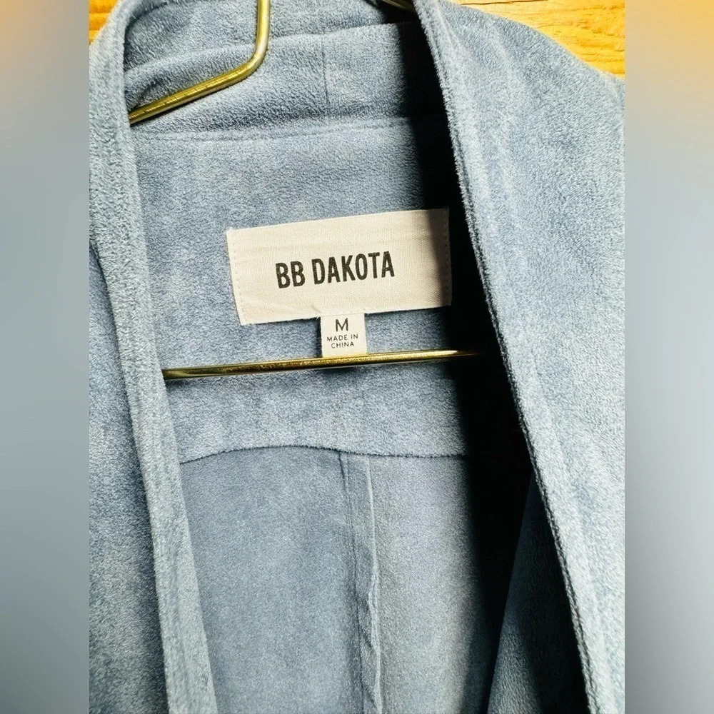 BB Dakota Faux Suede Hazy Blue Waterall blazer office party jacket boho street M - Picture 4 of 4